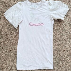 Disney Cream Dress with Puffy Sleeves and Dreamer Print